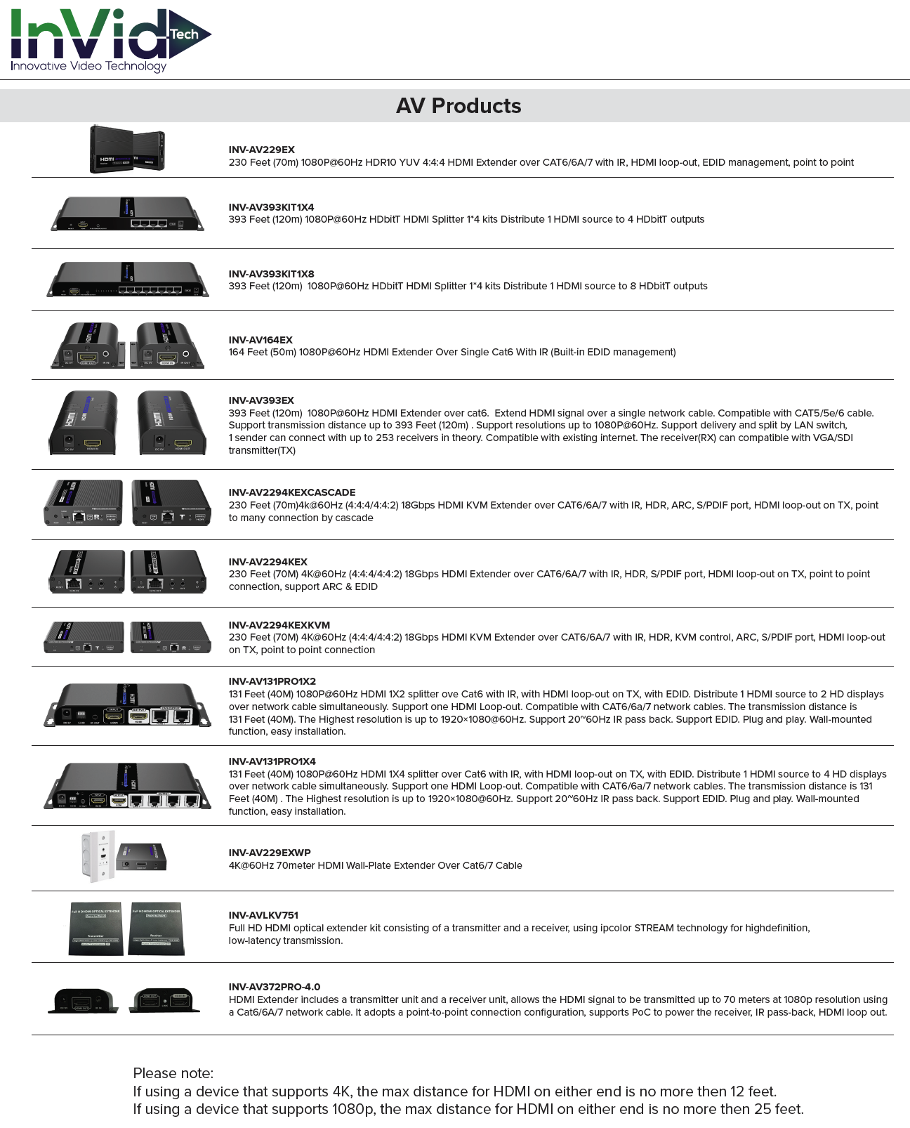 InVid Tech Product Catalogs